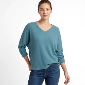 Caslon Teal Ribbed Knit Top